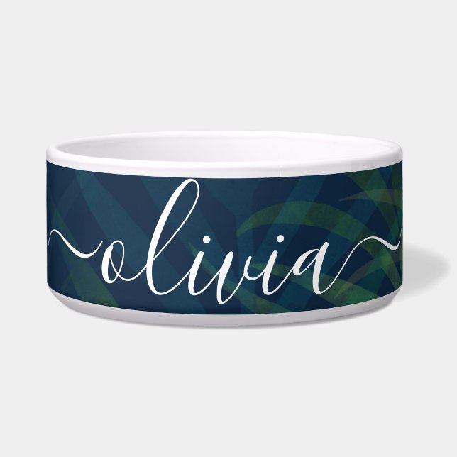 Comedero Patrón de hojas de palmas verdes oscuras (Frente)