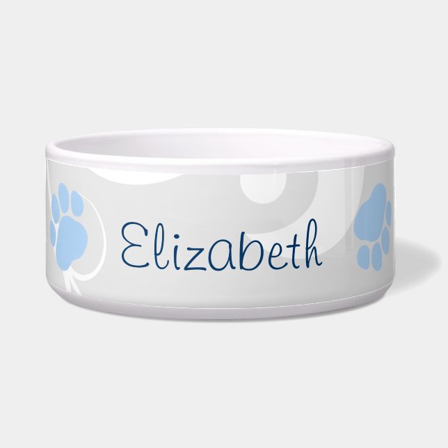 Comedero Patrón de Huellas, Huellas de Perro, Huellas Azule (Frente)