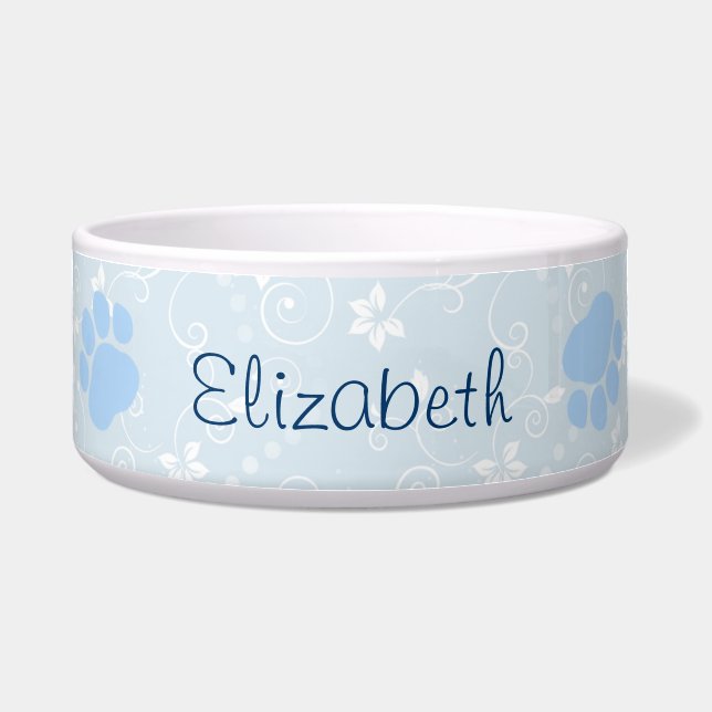 Comedero Patrón de Huellas, Huellas de Perro, Huellas Azule (Frente)