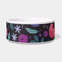 Comedero Patrón de Ilustracion floral rosa y púrpura