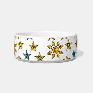 Comedero Patrón de juego de estrellas y sol azul del Naranj