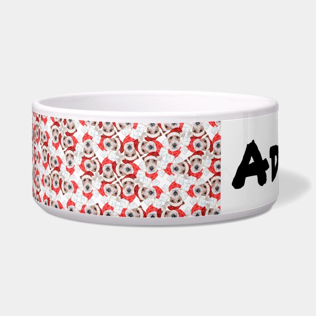 Comedero Patrón de Navidades de nombre de Fox Terrier (Frente)