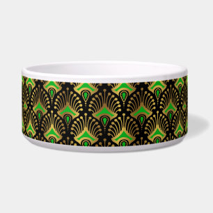 Comedero Patrón de oro y verde Art Deco sobre negro