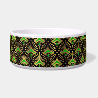 Comedero Patrón de oro y verde Art Deco sobre negro