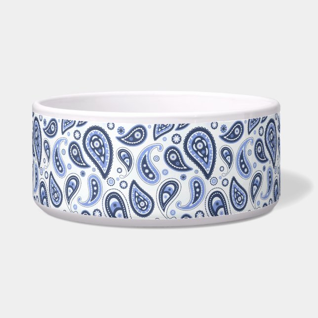 Comedero Patrón de Paisley Azul (Frente)