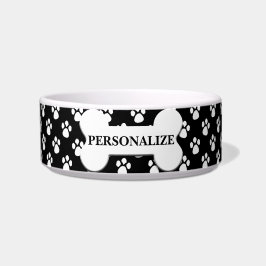 Comedero Patrón de Pata Personalizado en Blanco y Negro