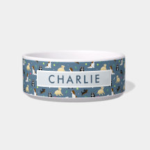 Patrón de perro azul dulce y moderno