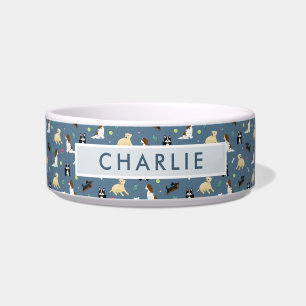 Comedero Patrón de perro azul dulce y moderno