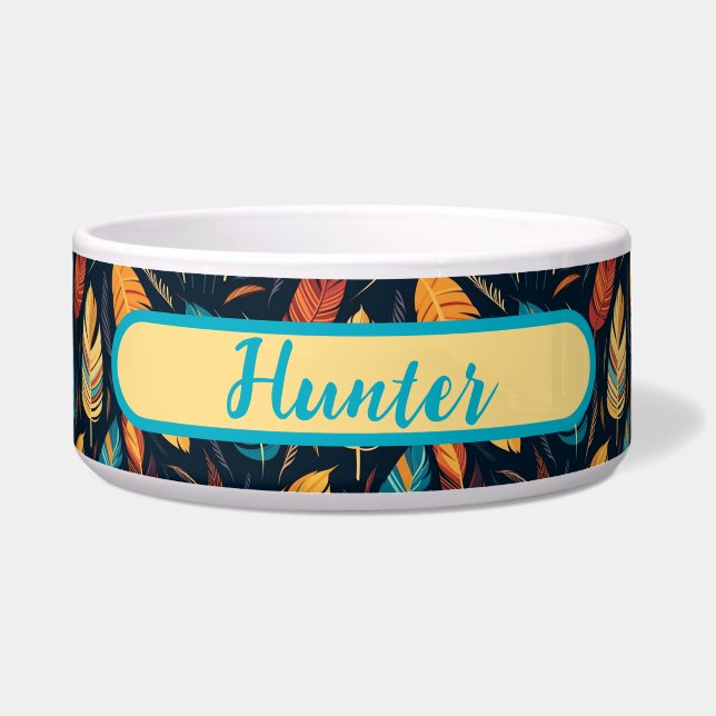 Comedero Patrón de pluma al estilo suroeste americano nativ (Frente)