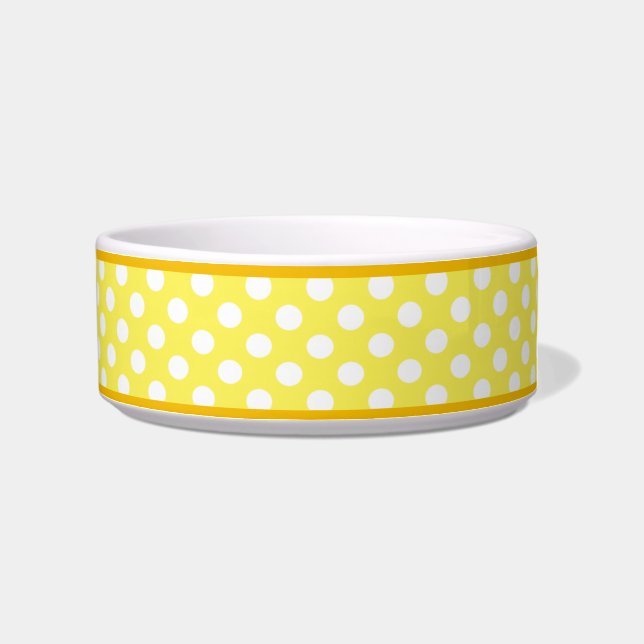 Comedero Patrón de Punto de Polka Amarillo Pequeño Tazón de (Derecha)