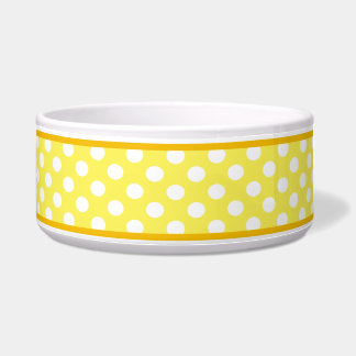 Comedero Patrón de puntos de polka amarillo soleado Tazón d