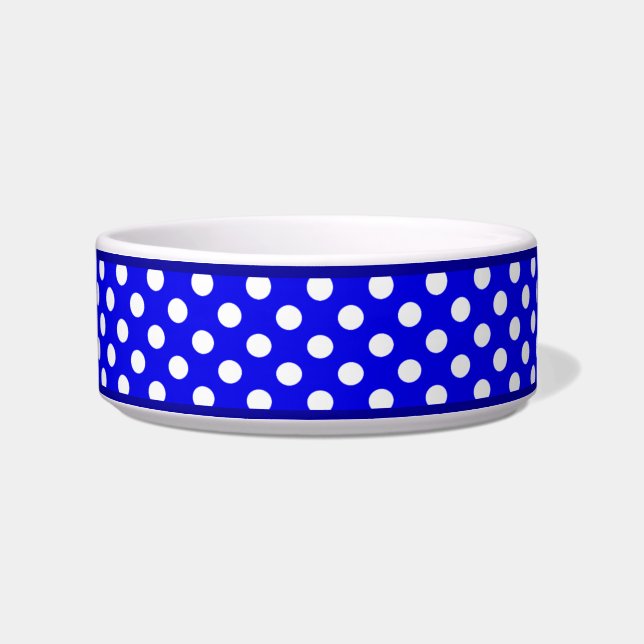 Comedero Patrón de puntos de polka azul Pequeño Tazón de pe (Derecha)
