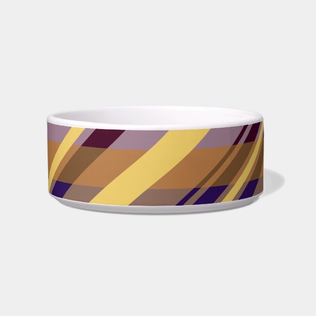 Comedero Patrón de rayas de crema morada amarillo retro (Derecha)