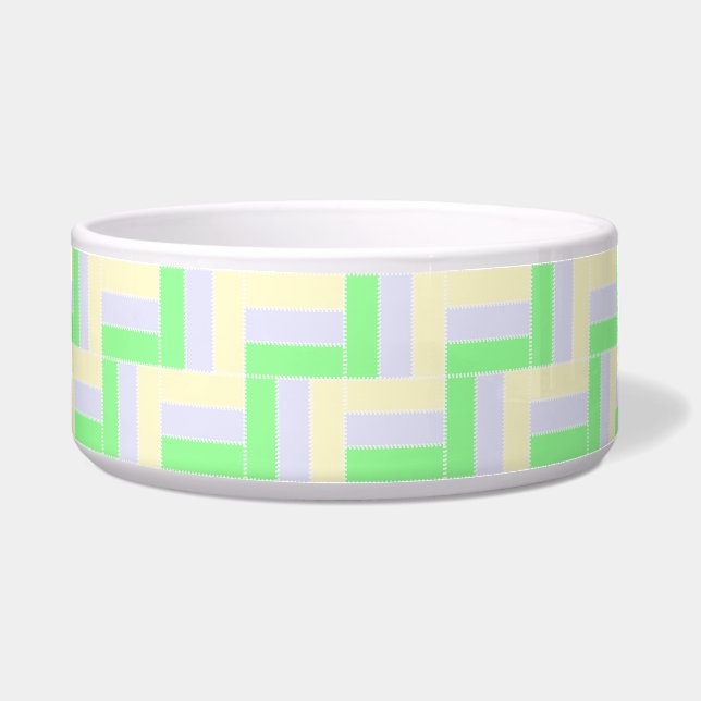 Comedero Patrón de rectángulos Pastel Líneas de puntos blan (Frente)