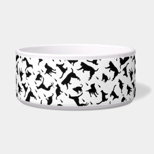 Comedero Patrón de silueta de perro blanco Monocromo