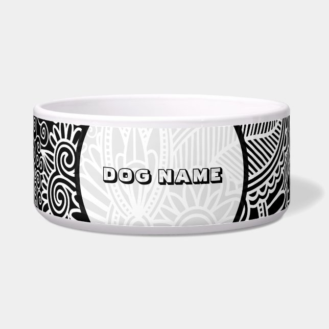 Comedero Patrón de sombreado de línea fina en negro y rosa (Frente)