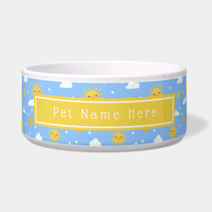 Comedero Patrón De Sunshine Y Nubes Amarillas Personalizada