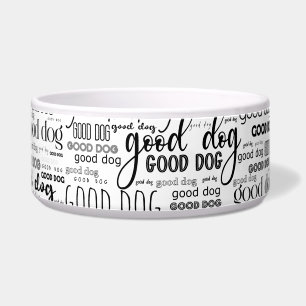Comedero Patrón de tipografía de perro bueno blanco y negro