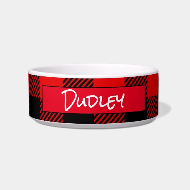 Comedero Patrón de traza de búfalo rojo personalizado (Frente)