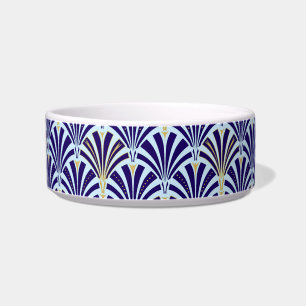Comedero Patrón de ventilador Art Deco - azul cobalto y azu