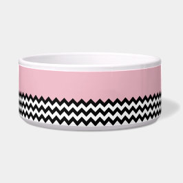 Comedero Patrón de zigzag negro y blanco, chevron, rosa