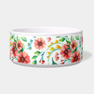 Comedero Patrón floral de flores rosadas pintadas a mano-23