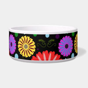 Comedero Patrón floral retro brillante de arte popular colo