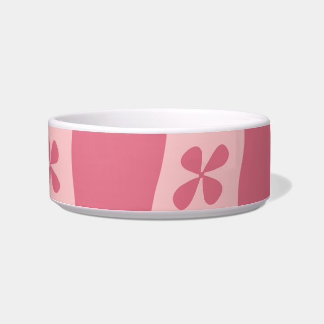 Comedero Patrón floral retro-rosado controlado (Frente)
