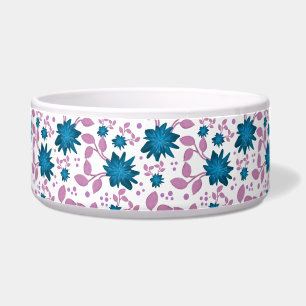 Comedero Patrón Floral Verde Azul y Rosa Botánica Moderna