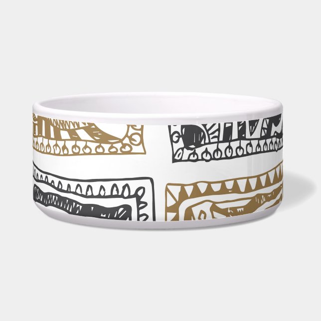 Comedero Patrón geométrico del garabato, abstracto vintage. (Frente)