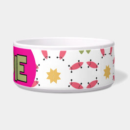 Comedero Patrón geométrico verde azulado del Boho rosa y do