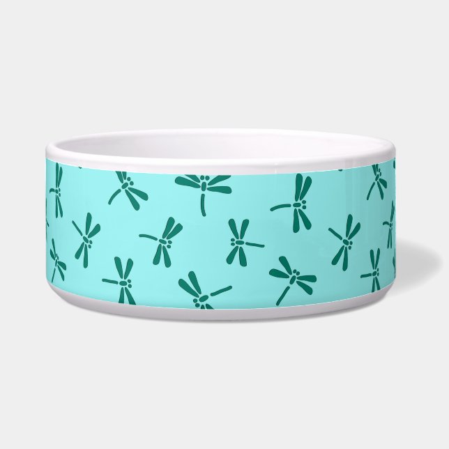 Comedero Patrón japonés de libélula, turquesa y Aqua (Frente)