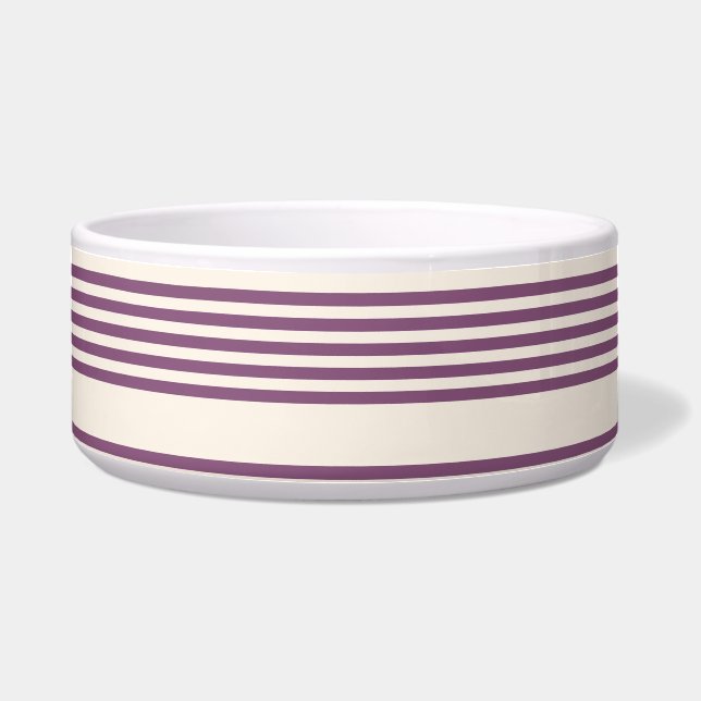 Comedero Patrón malva morado y beige de cinco rayas (Frente)