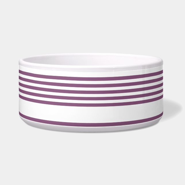 Comedero Patrón malva morado y blanco de cinco rayas (Frente)