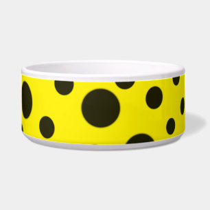 Comedero Patrón moderno simple de polka negro punto amarill