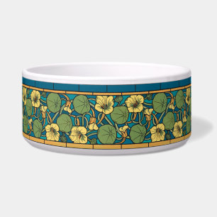 Comedero Patrón Nouveau de flor de nasturcio amarillo azul