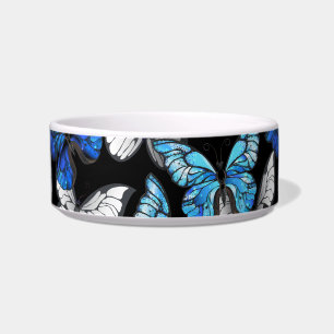 Comedero Patrón oscuro sin foco con mariposas azules morfo