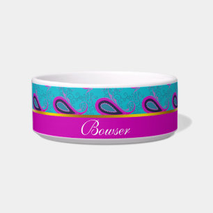Comedero Patrón paisley de pavo real y magenta