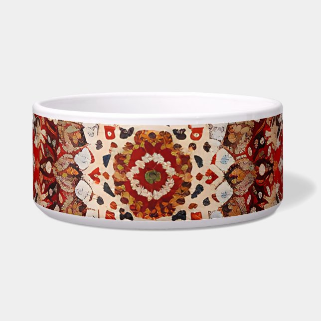 Comedero Patrón persa retro oriental azul crema rojo (Frente)
