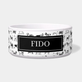 Comedero Patrón personalizado de perros de color blanco y n