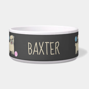 Comedero Patrón Personalizado de Pug Adorable y Bolas