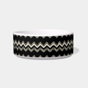 Comedero Patrón Preppy De Giro Negro Y Gris Chevron