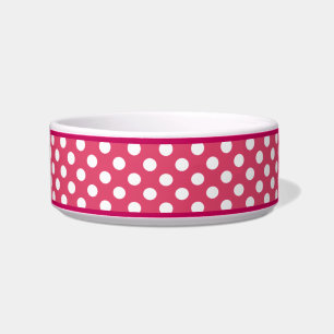 Comedero Patrón Punto Polka Rosa Pequeño Tazón de Perro Cer