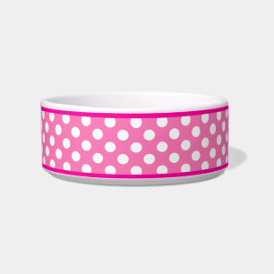 Comedero Patrón Punto Polka Rosa Pequeño Tazón de Perro Cer