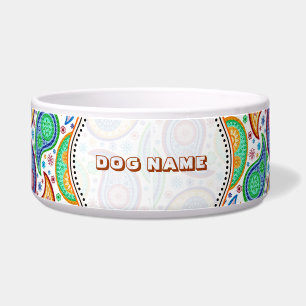 Comedero Patrón retro paisley colorido personalizado