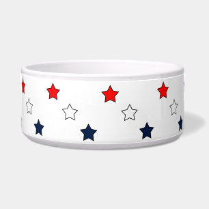 Comedero Patrón rojo, blanco y azul estrellado