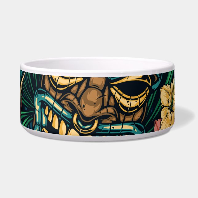 Comedero Patrón tropical hawaiano de la máscara tiki (Frente)