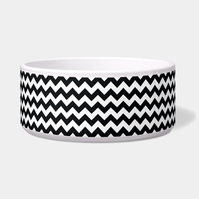 Comedero Patrón Zig Zag de chevron negro y blanco negrita (Frente)