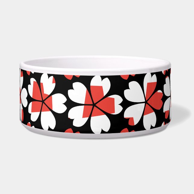 Comedero Patrones de flores blancas rojas lisas (Frente)