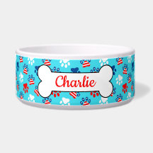 Patrótico patrón de patas de perro Rojo Blanco y A